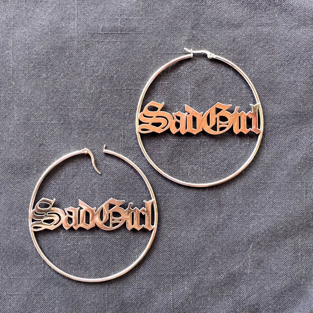 Large Sad Girl hoop earrings